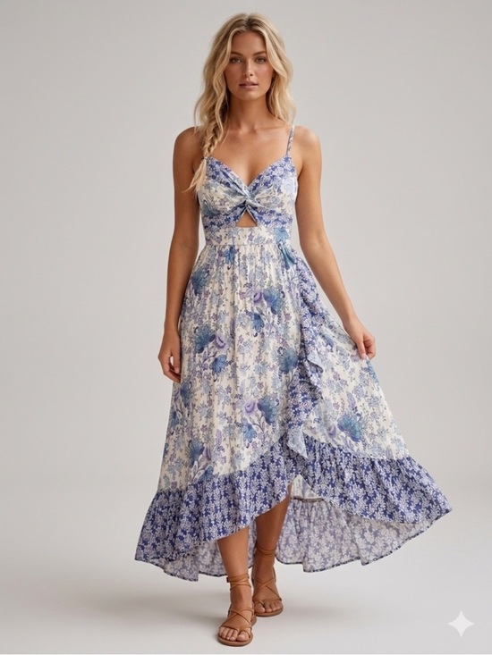 Angie Dresses & Skirts - Angie Blue & Purple Floral Maxi Dress